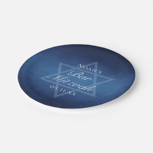 ダビデモダンッドのブルーフォーマルスターバー(ユダヤ教の)バル・ミツバーパーティー ペーパープレート (アングル)