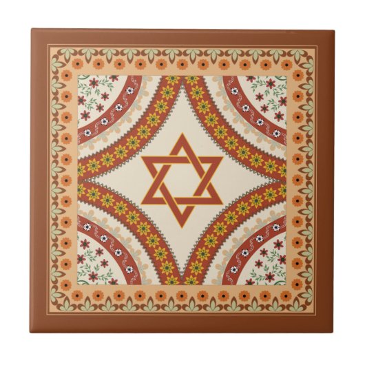 ダビデヴィンテージバロックエレガントユダヤ人の星 タイル (正面)