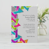 ダビデ数々のッドのバルミツワー色の銀色の星 招待状 (スタンド正面)