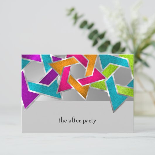 ダビデ数々のッドのパーティー色の星の後の色 招待状 (スタンド正面)