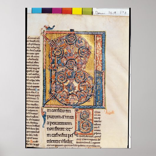 ダビデ王を描いた歴史的イニシャル「B」 ポスター (正面)