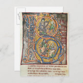 ダビデ王を描いた歴史的イニシャル「B」 ポストカード (正面/裏面)