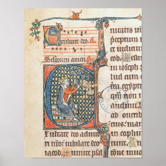 ダビデ王を描いた歴史遊イニシャル ポスター (正面)