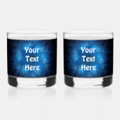 ダビデ白熱［赤熱］光を放つッドのエッチングスターに青いシャロム ウイスキーグラス (裏面)