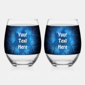 ダビデ白熱［赤熱］光を放つッドのエッチングスターに青いシャロム ステムなしワイングラス (裏面)