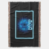 ダビデ白熱［赤熱］光を放つッドのエッチングスターに青いシャロム スローブランケット (正面縦)
