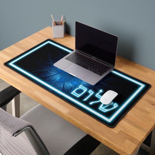 ダビデ白熱［赤熱］光を放つッドのエッチングスターに青いシャロム デスクマット (オフィス2)