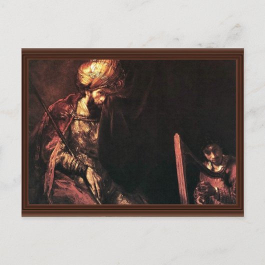 ダビデ遊トはサウルの前で竪琴を鳴らした。 ポストカード (正面)