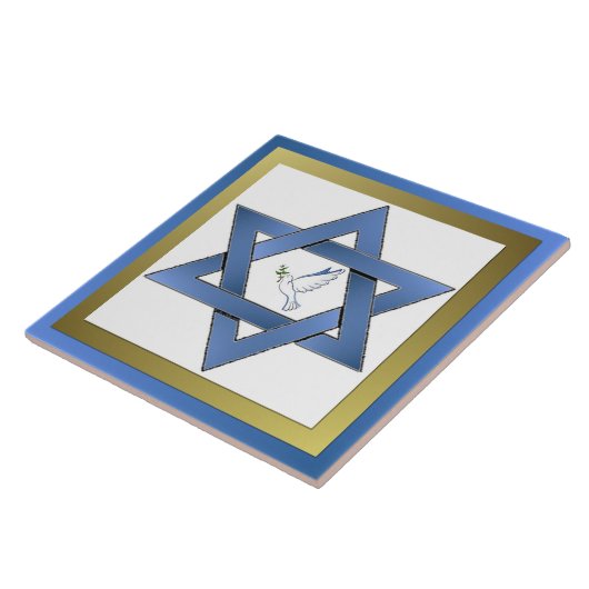 ダビデ陶磁器タイルの平和鳩の星 タイル (側面)