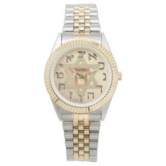 ダビデ・チャイの星ヘブライ人ユダヤ人金ゴールドの男性 腕時計