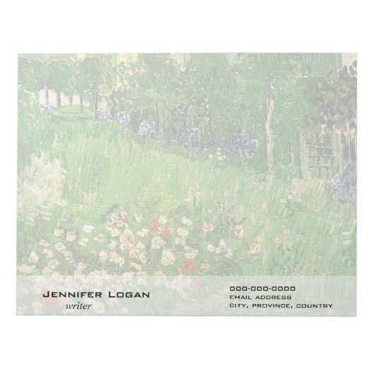 ダビニーの庭、ビンセント・ヴァン・ゴッホ。 ノートパッド (正面)