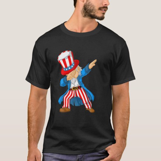 ダビングおじさんサム愛国心7月4日米国国旗F Tシャツ (正面)