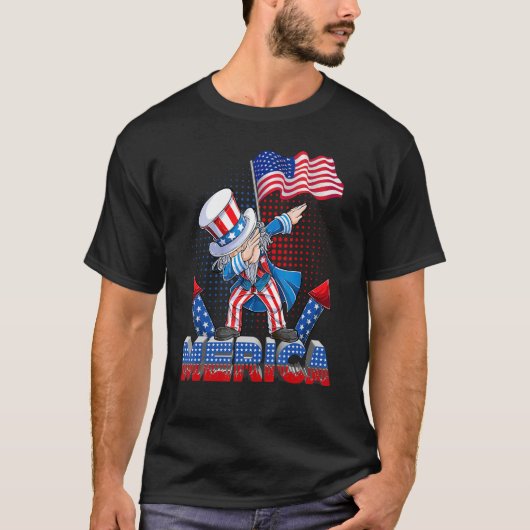 ダビングおじさんサム4日7月の愛国米国アメリカ Tシャツ (正面)