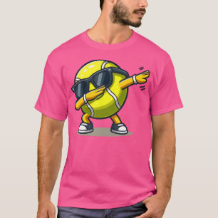 ダビングおもしろいテニスボール男子スポーツプレーヤー Tシャツ