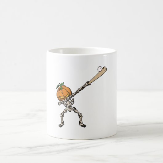 ダビングおもしろいパンプキンヘッド野球ギフトアイディア コーヒーマグカップ (中央)