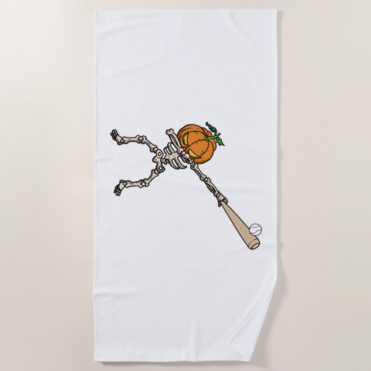 ダビングおもしろいパンプキンヘッド野球ギフトアイディア ビーチタオル (正面)