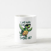 ダビングするウミガメ 私はただ亀が大好きなのよ コーヒーマグカップ (中央)