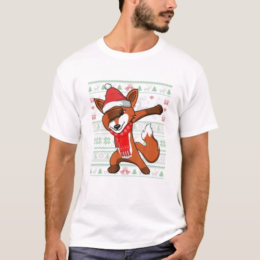 ダビングするキツネのひどいクリスマス Tシャツ (正面)