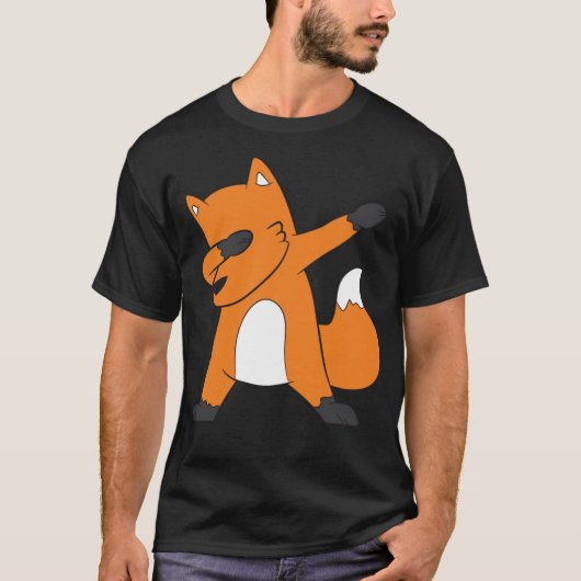 ダビングするキツネ おもしろいキツネ ダブ Tシャツ (正面)