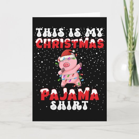 ダビングするクリスマスパジャマTシャツがお気に入り カード (正面)