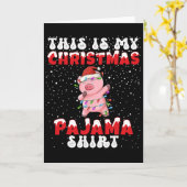ダビングするクリスマスパジャマTシャツがお気に入り カード (黄色い花)