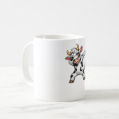ダビングする可愛い牛の面白いデザイン コーヒーマグカップ (正面左)