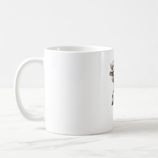ダビングする可愛い牛の面白いデザイン コーヒーマグカップ (左)
