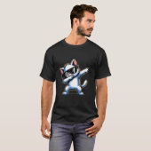 ダビングする猫 楽しい クール ダブ ダンス 猫好き Tシャツ (正面フル)