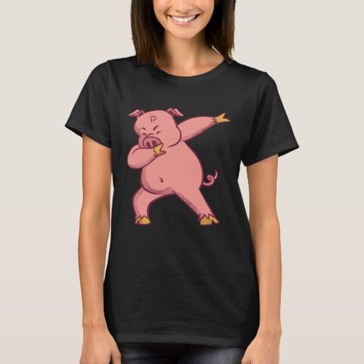 ダビングをする豚 Tシャツ (正面)