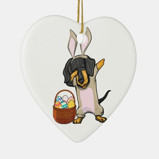ダビングイースターバニーダッシュンドキシーガールズデザイン セラミックオーナメント (右)