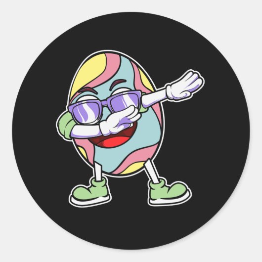 ダビングイースターバニー卵狩りバスケットキッズボーイズ ラウンドシール (正面)