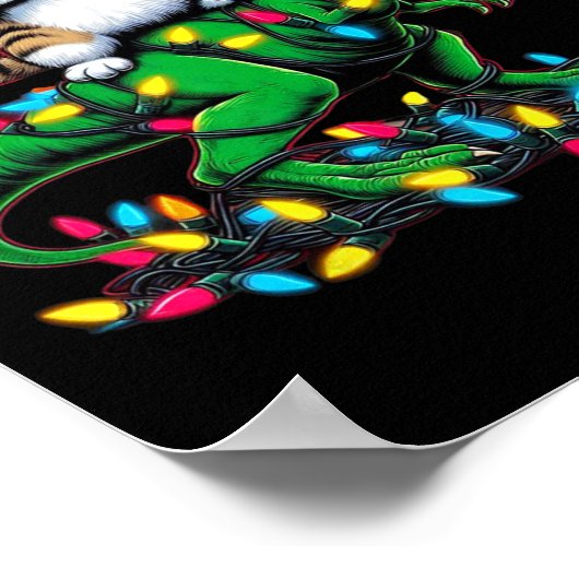 ダビングエーゲ猫オンクリスマスライト恐竜TレックスB ポスター (角)