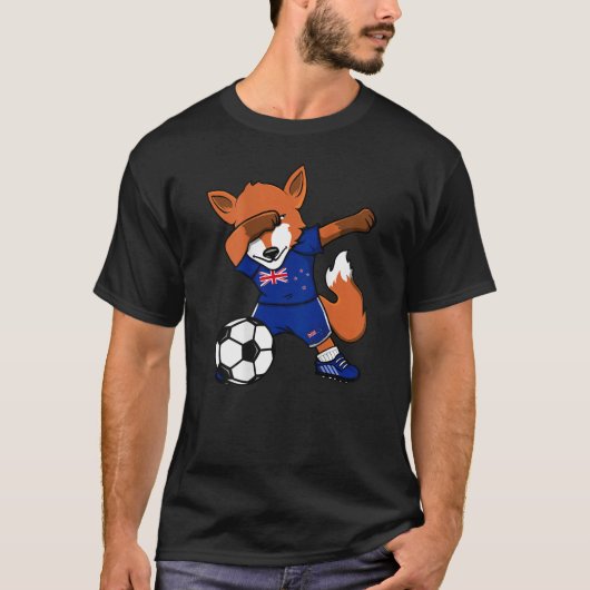 ダビングキツネニュージーランドサッカーファンジャージーのフットバル Tシャツ (正面)