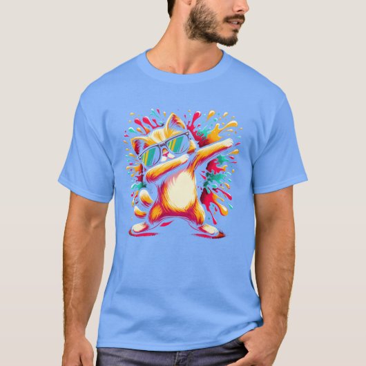 ダビングキャットサングラス キッテン ネコ 少年 Tシャツ (正面)