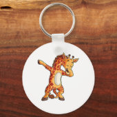 ダビングキリンTシャツGiraffes おもしろい Dab Dance T キーホルダー (正面)