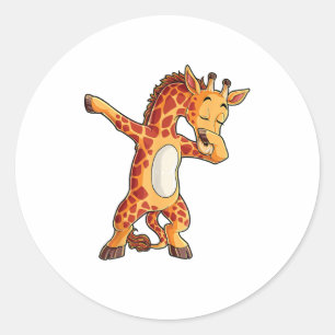 ダビングキリンTシャツGiraffes おもしろい Dab Dance T ラウンドシール