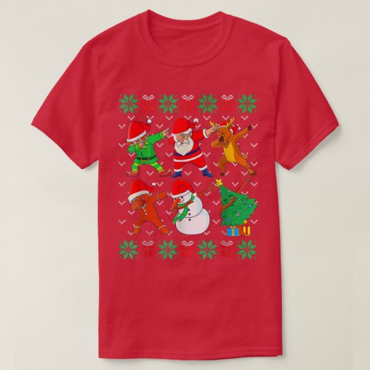 ダビングクリスマス醜いクリスマスセーターサンタダブスクア Tシャツ (デザイン正面)