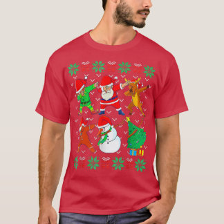 ダビングクリスマス醜いクリスマスセーターサンタダブスクア Tシャツ