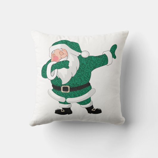 ダビンググリーンサンタクロース |おもしろい休日クリスマスユーモア クッション (裏面)