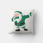 ダビンググリーンサンタクロース |おもしろい休日クリスマスユーモア クッション (正面)