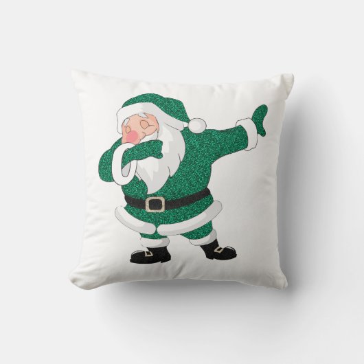 ダビンググリーンサンタクロース |おもしろい休日クリスマスユーモア クッション (正面)