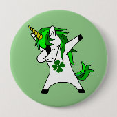ダビンググリーンユニコーン聖パトリックの日クローバー 缶バッジ (正面)