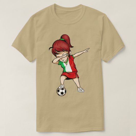 ダビングサッカーガールイタリアジャージーイタリアン – フットバ Tシャツ (デザイン正面)