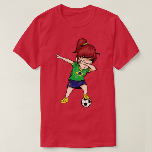 ダビングサッカーガールブラジルのジャージ – ブラジルのフードホテル Tシャツ (デザイン正面)