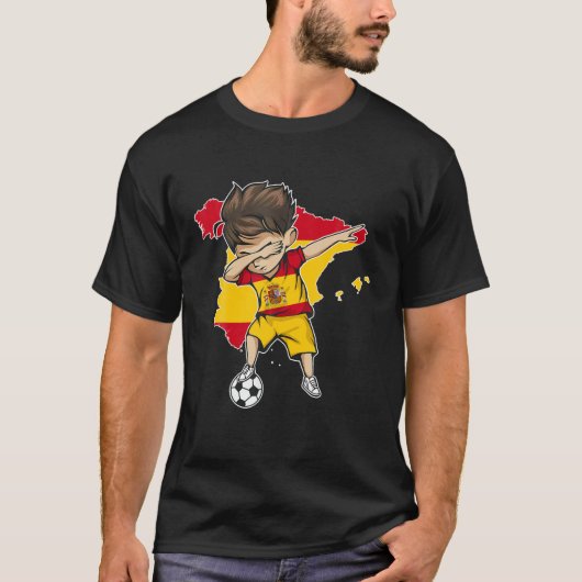 ダビングサッカーボーイスペインのジャージー州 – スペインの地図国旗 Tシャツ (正面)