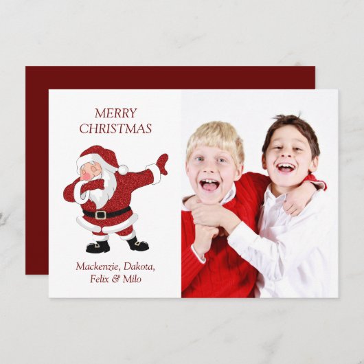 ダビングサンタクロースおもしろいホリデーダブクリスマスユーモア シーズンカード (正面/裏面)