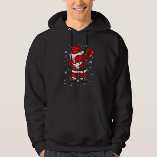 ダビングサンタクロースおもしろいボクシングボクサークリスマス パーカ (正面)