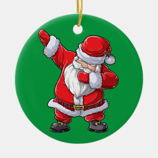 ダビングサンタクロースクリスマスボーイズ男性おもしろいクリスマス セラミックオーナメント (正面)