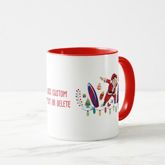 ダビングサンタサーフィンボードクリスマスクリスマス7月赤 マグカップ (正面右)