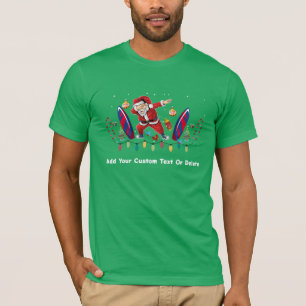 ダビングサンタサーフィンボードクリスマス7月ハワイアン Tシャツ